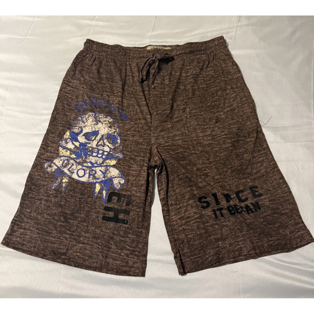Ed Hardy Men's Soft Knit Sleep Lounge Shorts with Skull Graphic. Size Medium
